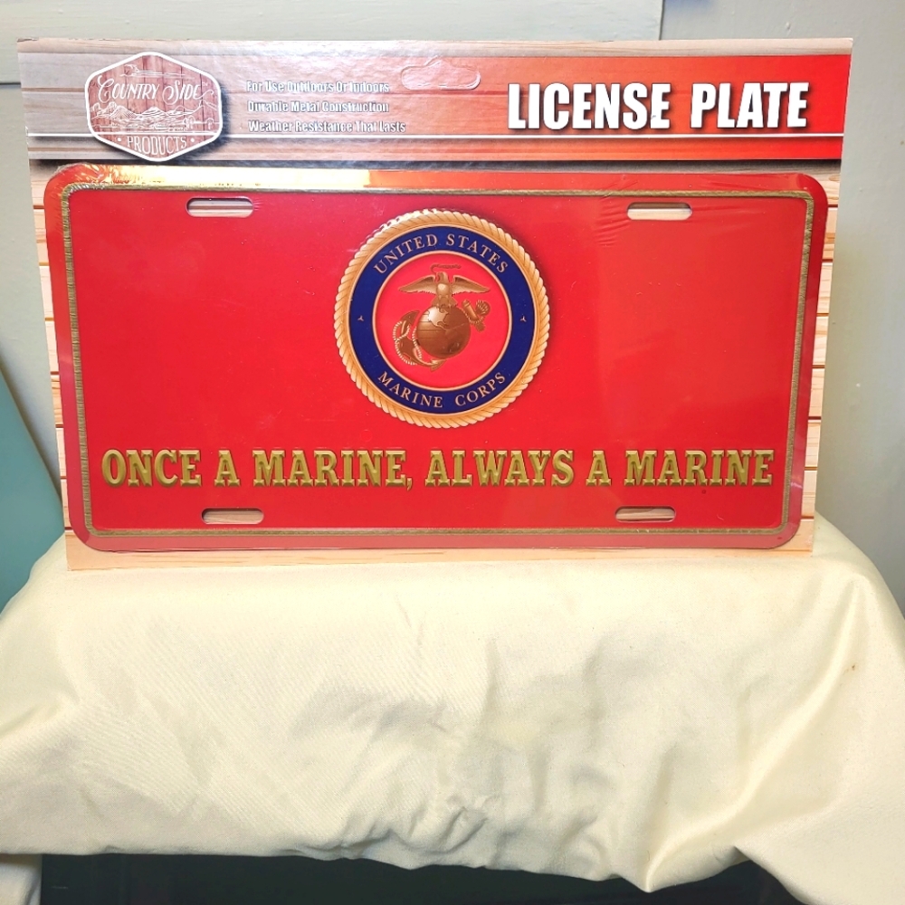 Once a Marine Always a Marine Decorative License Plate (Indoor/Outdoor U…